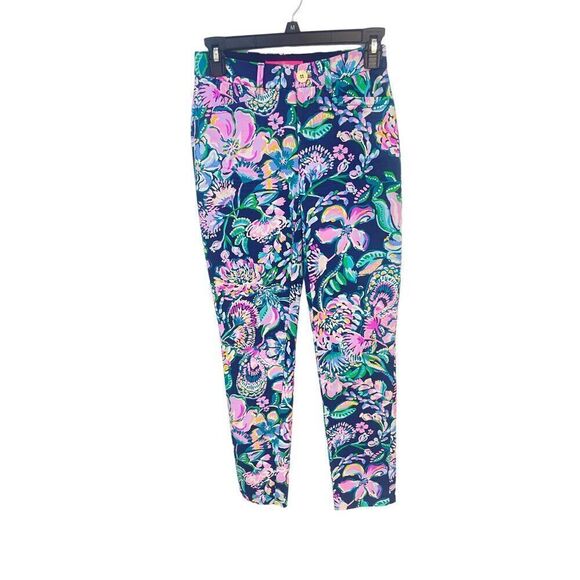 Lilly Pulitzer Pants Kelly High Tide Navy She’s Got Sol Floral size 00 - Picture 3 of 8